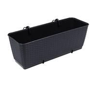 Prosperplast Jardinière DRL-PW aspect rotin avec dessous de verre et suspension métal anthracite