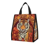 Prosperity in The Year of The Tiger - Sac à déjeuner isotherme pour homme et femme - Grand sac d'épicerie réutilisable, étanche - Sacs fourre-tout pliables et portables pour le travail, le camping, le