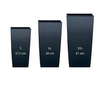 PROSPERPLAST 3 pots hauts (11,4/26,6/49 litres) Urbi Square en plastique anthracite avec dépôt