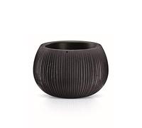 Prosperplast Beton Bowl Pot de fleurs en plastique 2 en 1 avec pot rond en couleur ciment noir 13,6 (Hauteur) x 18 (Profondeur) x 18 (largeur) cm