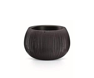 Prosperplast Beton Bowl Pot de fleurs en plastique 2 en 1 avec pot rond en couleur ciment noir 16,1 (Hauteur) x 23,8 (Profondeur) x 23,8 (largeur) cm