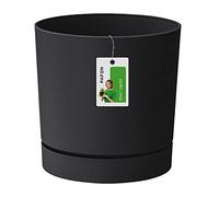Prosperplast Cache-Pot Fleuri - 17,5 x Ø 18 cm - Pot de Fleur avec Soucoupe Rond Tubo P 3,2l, Anthracite, DPOP180