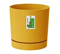 Prosperplast Cache-pot Fleuri Tubo P DPOP180, 17,5 x Ø18 cm, 3,2 l, Jaune avec soucoupe ronde