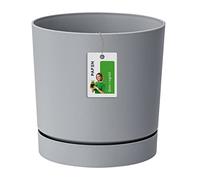 Prosperplast Blumentop DPOP240 Pot de Fleurs Rond, avec Soucoupe, 23,2 x Ø 24 cm, Gris Clair