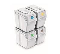 PROSPERPLAST Ensemble de 4 Cubes 80L Sortibox Recyclage en Plastique Blanc Multicolore Taille Unique