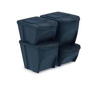 PROSPERPLAST ENSEMBLE DE 4 CUBES SORTIBOX EN COULEUR RECYCLAGE PLASTIQUE ANTHRACITE