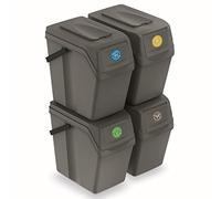 Prosperplast Ensemble de bacs de recyclage Sortibox 4x25L panier de tri set ISWB25S4 gris