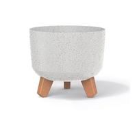 Prosperplast Gracia Eco Wood Pot de fleurs avec pieds amovibles, convient pour l'intérieur et l'extérieur - Fabriqué en matériau qui contient jusqu'à 33 % de bois (blanc éco, diamètre : 200 mm)