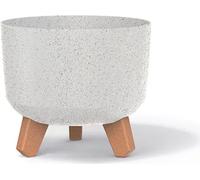 Prosperplast Gracia Eco Wood Pot de fleurs avec pieds amovibles, convient pour l'intérieur et l'extérieur - Fabriqué en matériau qui contient jusqu'à 33 % de bois (blanc éco, diamètre : 200 mm)