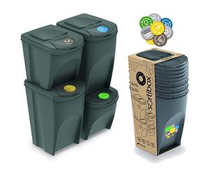 Prosperplast IKWBMS4 Set de bacs de tri Sortibox 2x25L + 2x35L gris