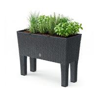 PROSPERPLAST Jardinière surélevée anthracite en polyrotin 3 compartiments 60x25x46 cm Bac à fleurs sur pieds 30 L