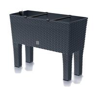 PROSPERPLAST Jardinière surélevée anthracite en polyrotin 3 compartiments 60x25x46 cm Bac à fleurs sur pieds 30 L