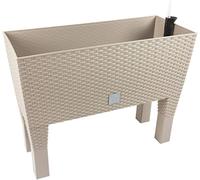 PROSPERPLAST Jardinière surélevée mocca en polyrotin 3 compartiments 60x25x46 cm Bac à fleurs sur pieds 30 L