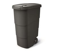 Prosperplast Keden Wheeler Poubelle à roulettes en plastique avec roulettes et couvercle, noir, grande taille 90 l