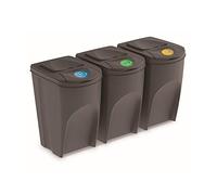 Prosperplast Lot de 3 cubes de recyclage 105 l Sortibox en plastique gris 3 x 35 l