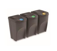 Prosperplast Lot de 3 cubes de recyclage 105 l Sortibox en plastique gris 3 x 35 l
