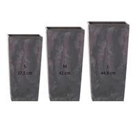 Prosperplast Lot De 3 Pot De Fleurs Urbi Square Effect Anthracite Plastique Avec Deposit (11,4 - 16,3 - 19 L) Multicolore