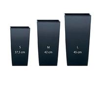 PROSPERPLAST Lot de 3 pots hauts (11,4/16,3/19 litres) Urbi Carré en plastique de couleur anthracite avec dépôt