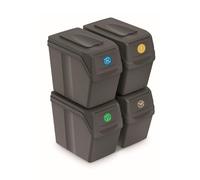 Prosperplast Cubes de recyclage Sortibox Lot de 4 – 4 x 20 L (80 L) Plastique Gris