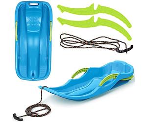 Prosperplast Luge Race bleue - Luge en plastique solide avec corde de traction, assise ergonomique, légère et robuste, pour les enfants et les loisirs dans la neige, luge d'hiver