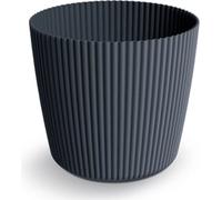 Prosperplast Milly Round Pot de fleurs rond avec un motif de bandes verticales, pour l'intérieur et l'extérieur (Anthracite, ⌀ 129 mm)