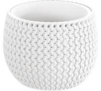 ProsperPlast Nitly Pot de fleurs rond avec coupelle splofy en plastique de couleur White (L) x 18 (l) x 13 (H) cm