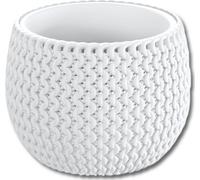 ProsperPlast Nitly Pot de fleurs rond avec coupelle splofy en plastique de couleur White (L) x 23,9 (l) x 16,1 (H) cm