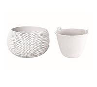 Prosperplast Nitly Pot de Fleurs Rond avec réservoir Splofy Bowl en Plastique de Couleur Blanche (Longueur) x 14,4 (Largeur) x 11 (Hauteur) cm ZA1866