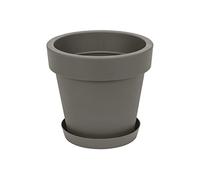 Pot de Fleur avec Soucoupe en Plastique Lofly, Classique, 25 cm diam, Gris