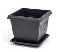 Prosperplast Pot de fleurs et soucoupe en anthracite - 41x41x5.5 cm