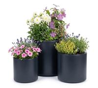 Prosperplast Pot de fleurs, pot de fleurs avec insert, en plastique robuste, pour l'intérieur et l'extérieur, résistant aux UV et au gel, anthracite, 46,8 x 45 cm