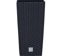 Prosperplast Pot de fleurs "Rato Square", avec bac à plantes, aspect rotin tressé (anthracite, L 33 x H 61 x P 33 cm) - Dommage de transport Cosmétique