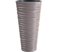 Prosperplast Pot de fleurs "Sand Slim", insert amovible, avec aspect ondulé horizontal (mocca, L 35 x H 62 X P 35 cm) -
