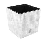PROSPERPLAST Pot Rato Square 32 L avec depôt en plastique blanc 33x33x33 cm