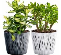 Prosperplast Pot Sandy Round + Inlay, White, Anthracite - Lot de 2 Ks