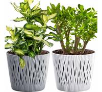 Prosperplast Pot Sandy Round + Inlay, White, Stone Grey - Lot de 2