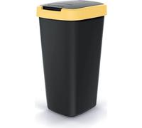 Keden Compacta Q Poubelle avec couvercle pivotant et rabattable - 25 l - En plastique - Pour tri sélectif des déchets - Poubelle de recyclage - Noir/jaune clair