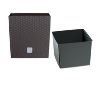 PROSPERPLAST Rato 15,8 litres avec bac de plantation ocre foncé 26,2 x 26,2 x 26,6 cm.