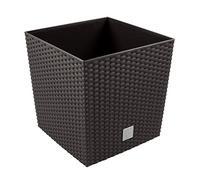 Rato Low 40 cm Pot de Fleur Carre, en Plastique rotin Osier Style, en Umbra