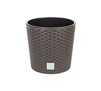 Prosperplast Pot de fleurs aspect rotin - Cache-pot rond 25 cm