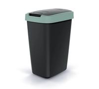 Keden Compacta Q Poubelle avec couvercle pivotant et rabattable - 12 l - En plastique - Pour tri sélectif des déchets - Poubelle de recyclage - Noir/vert clair