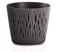 Prosperplast Sandy Pot de fleurs rond 2 en 1 avec pot rond en plastique (128 mm, anthracite)