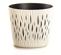Prosperplast Sandy Round Pot de fleurs 2 en 1 avec pot Rond Plastique 225mm Crémeux.