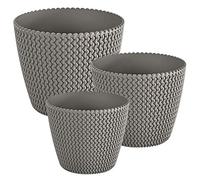 PROSPERPLAST Set 3 pots ronds (5 /11,5/28,2 litres) Splofy en plastique gris