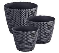 PROSPERPLAST Set 3 pots ronds (5 /8 / 11,5 litres) Splofy en plastique anthracite