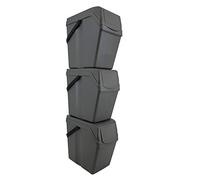 Prosperplast Set 3 poubelles de recyclage avec capacité de 75 litres en gris
