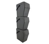 Prosperplast Set 3 poubelles de recyclage avec capacité de 75 litres en gris
