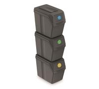 Prosperplast Set de 3 bacs de recyclage 60 L à compartiments couleur grise 39x23x33 cm