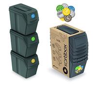 Prosperplast Set de 3 bacs de recyclage d'une capacité de 60 litres à compartiments de couleur grise 39x23x33 cm