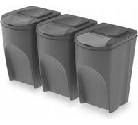 Prosperplast Sortibox Poubelle Système de tri des déchets Poubelle 3x35L, Gris